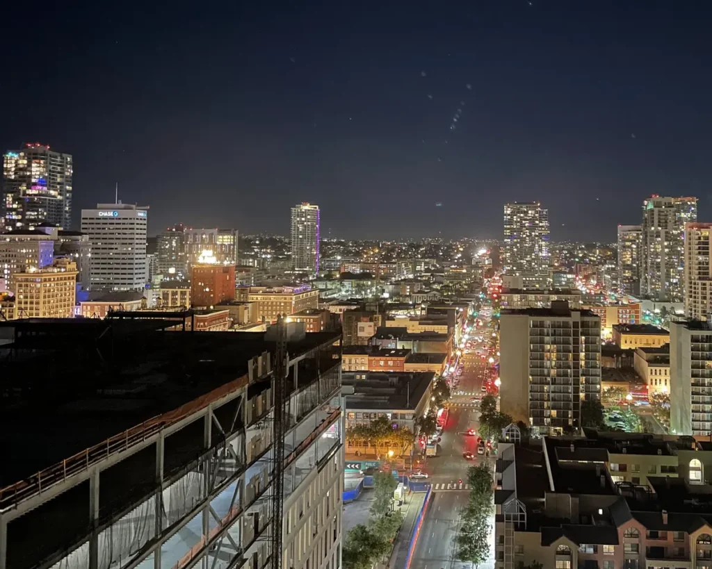 Downtown San Diego lit up at night